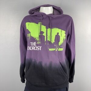 The Exorcist Hoodie Mens L Purple Pullover Sweatshirt Fleece Graphic Horror
